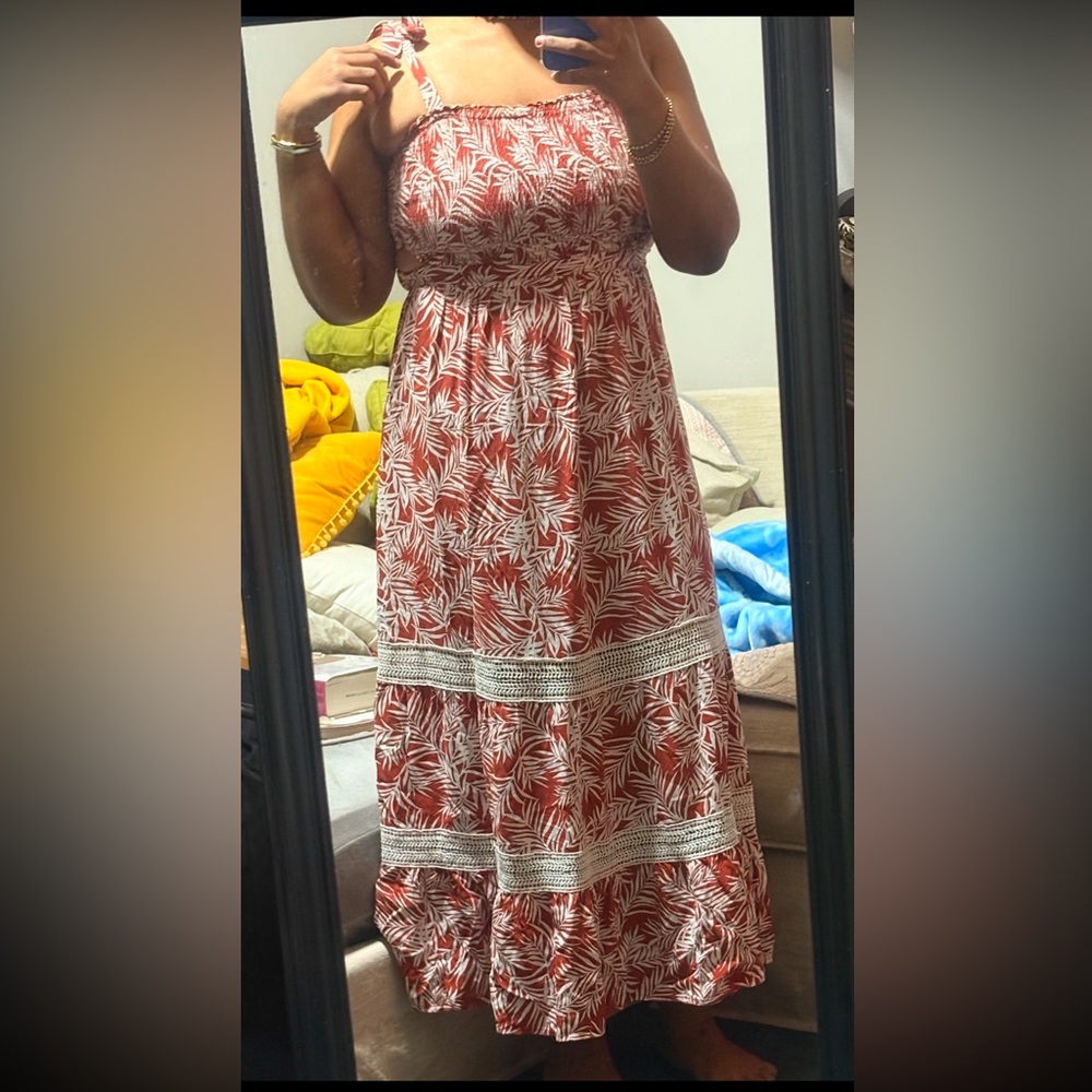 Sincerely Jules floral maxi dress w/ ribbed neckline & side cutouts